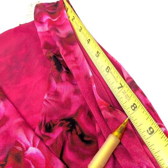 FUZZI Italy Bodycon Mesh Sleeveless Top Small Rose Print Faux Wrap Red Pink - Picture 15 of 16